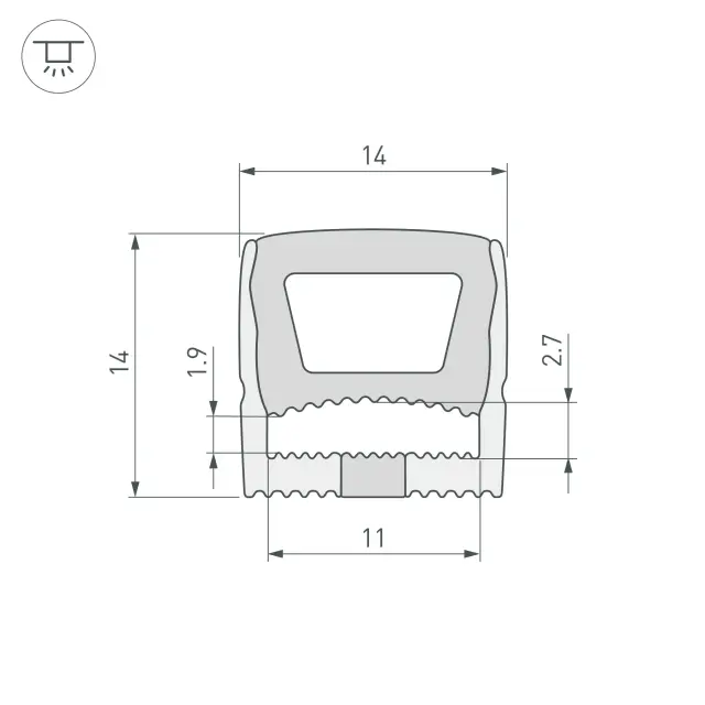Силиконовый профиль WPH-FLEX-1414-TOP-S11-20m WHITE, ракурс 2