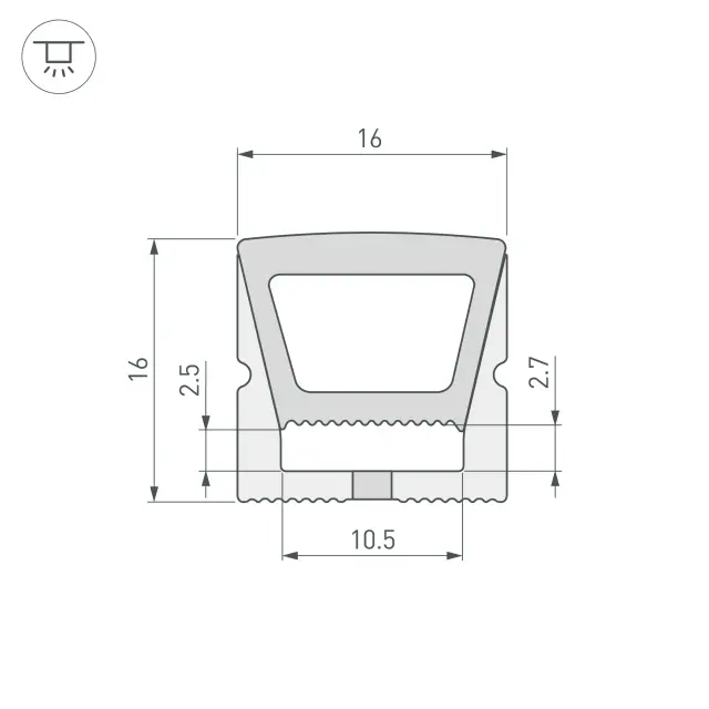 Силиконовый профиль WPH-FLEX-1616-TOP-S11-20m WHITE, ракурс 2