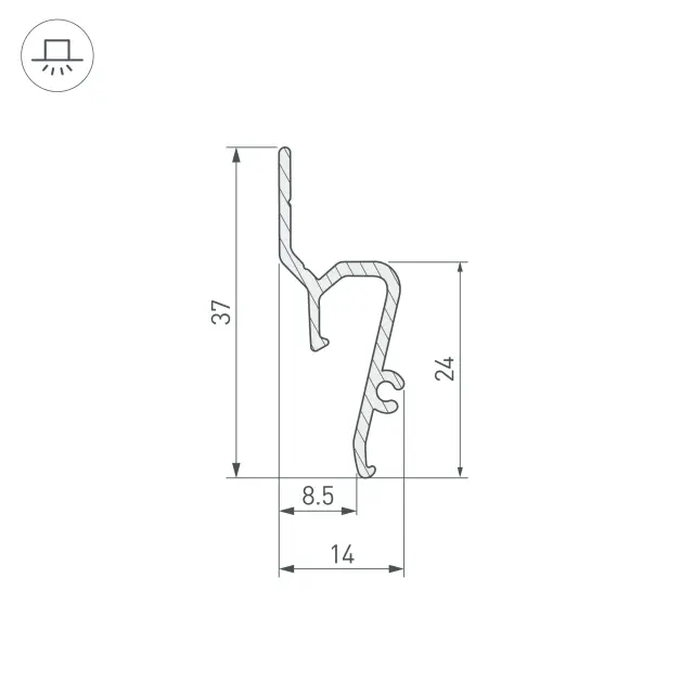 Профиль STRETCH-SHADOW-TECH-VENT-2000 BLACK (A2-DELTA), ракурс 2
