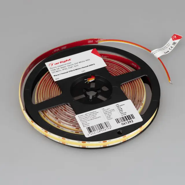 Светодиодная лента герметичная COB-SE-X640-10mm 24V White-MIX (23 W/m, IP65, CSP, 5m), ракурс 4