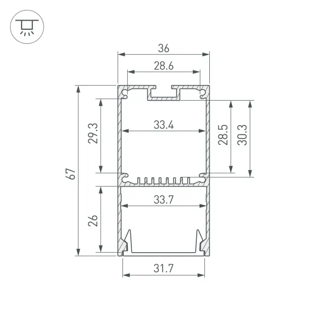 Профиль LINE-S-3667-2000 ANOD, ракурс 3