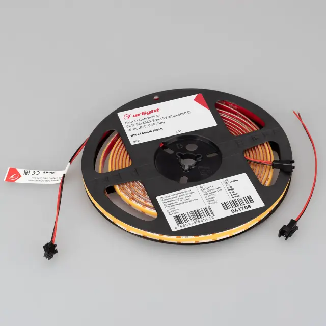 Светодиодная лента герметичная COB-SE-X360-8mm 5V White6000 (5 W/m, IP65, CSP, 5m), ракурс 2