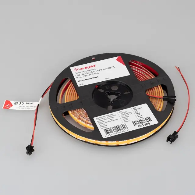 Светодиодная лента герметичная COB-SE-X360-8mm 5V Warm3000 (5 W/m, IP65, 5m), ракурс 3