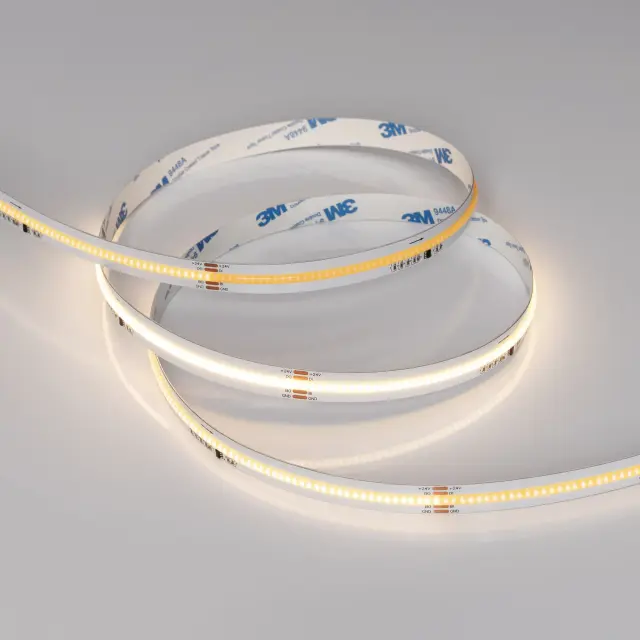 Светодиодная лента SPI-COB-X378-12mm 24V Warm3000-PX63-BPT (7 W/m, IP20, 5m), ракурс 4