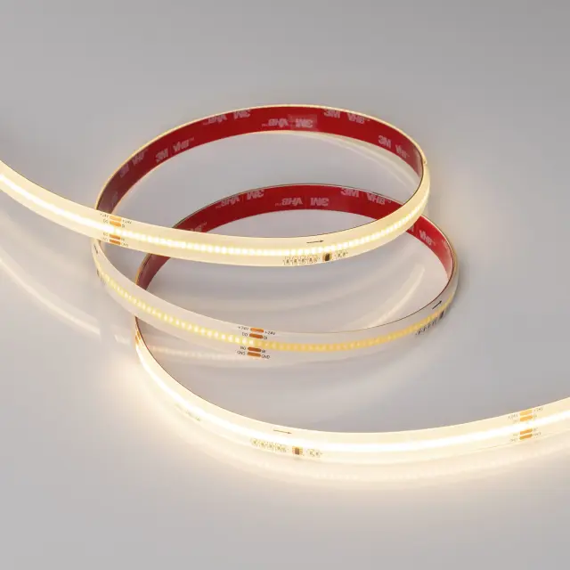 Светодиодная лента герметичная SPI-COB-SE-X378-12mm 24V Warm3000-PX63-BPT (7 W/m, IP65, 5m), ракурс 2