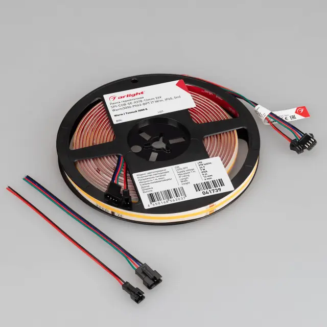 Светодиодная лента герметичная SPI-COB-SE-X378-12mm 24V Warm3000-PX63-BPT (7 W/m, IP65, 5m), ракурс 4