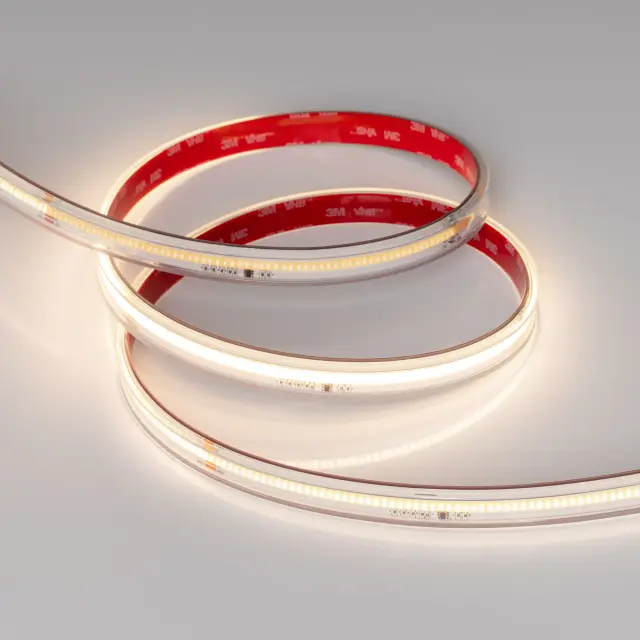Светодиодная лента герметичная SPI-COB-PS-X378-14mm 24V Warm3000-PX63-BPT (7 W/m, IP67, 5m), ракурс 4