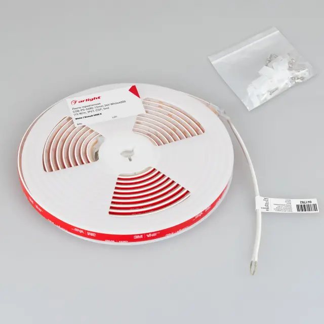 Светодиодная лента герметичная COB-PS-X480-12mm 24V White6000 (15 W/m, IP67, CSP, 5m), ракурс 3