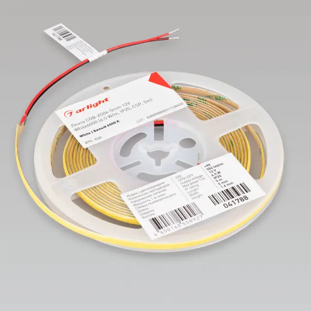 Светодиодная лента COB-X504-5mm 12V White6000 (6.5 W/m, IP20, CSP, 5m), ракурс 3