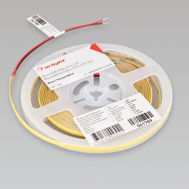 Светодиодная лента COB-X504-5mm 12V Warm3000 (6.5 W/m, IP20, CSP, 5m), ракурс 3