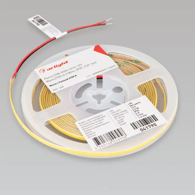 Светодиодная лента COB-X504-5mm 12V Warm2700 (6.5 W/m, IP20, CSP, 5m), ракурс 3