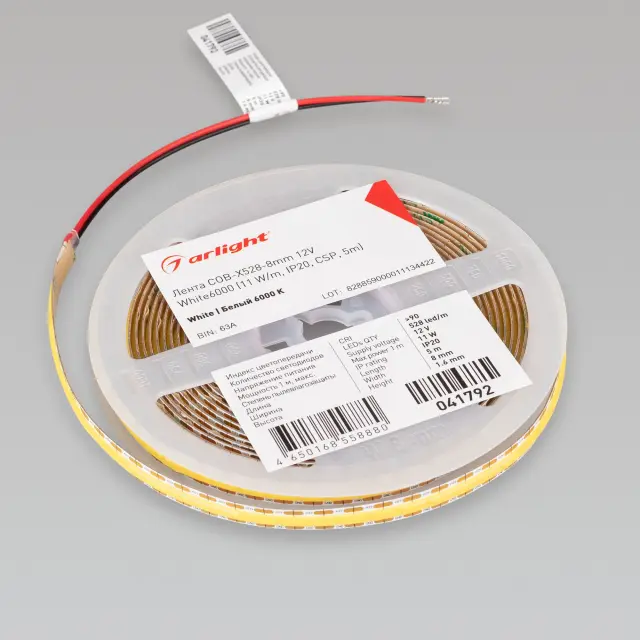 Светодиодная лента COB-X528-8mm 12V White6000 (11 W/m, IP20, CSP, 5m), ракурс 4