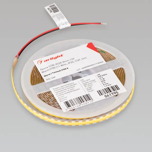 Светодиодная лента COB-X528-8mm 12V Warm2700 (11 W/m, IP20, CSP, 5m), ракурс 5