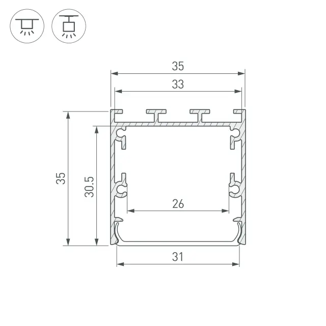 Профиль LINE-S-3535-2500 BLACK, ракурс 3
