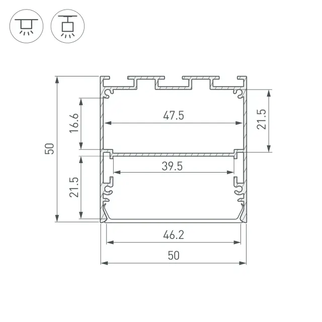 Профиль LINE-S-5050-2500 WHITE, ракурс 4