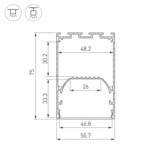 Профиль LINE-S-5075-2000 WHITE, ракурс 3