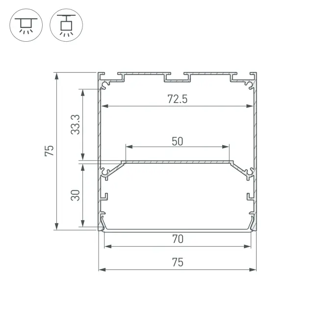 Профиль LINE-S-7575-2000 BLACK, ракурс 3
