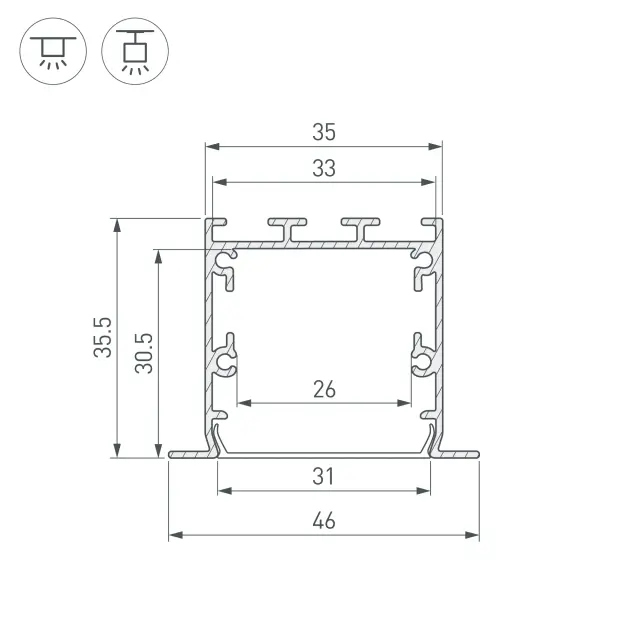 Профиль LINIA49-F-S-3000 ANOD, ракурс 3