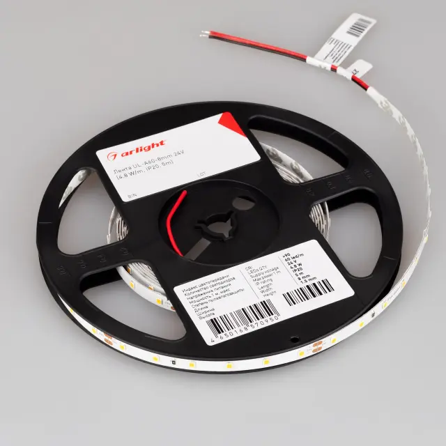Светодиодная лента UL-A60-8mm 24V Day4000 (4.8 W/m, IP20, 5m), ракурс 2