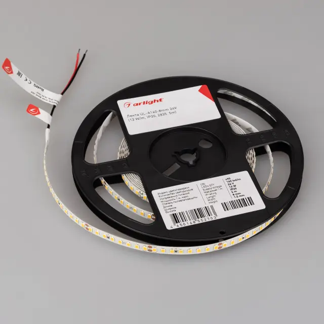 Светодиодная лента UL-A160-8mm 24V Warm3500 (12 W/m, IP20, 2835, 5m), ракурс 3