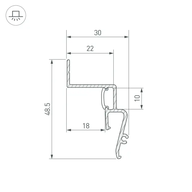 Профиль STRETCH-SHADOW-2000 WHITE (A2-CONTOUR-PRO), ракурс 3