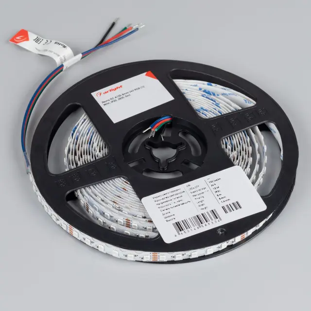 Светодиодная лента RZ-A120-8mm 24V RGB (12 W/m, IP20, 2835, 5m), ракурс 4