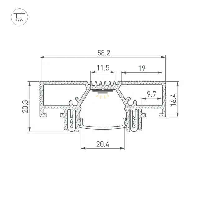 Профиль STRETCH-20-CEIL-D-CENTER-2000 WHITE, ракурс 3