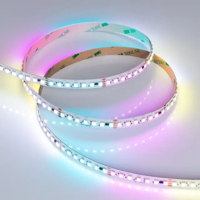 Светодиодная лента SPI-F140-10mm 24V RGB-PX7-BPT (22 W/m, IP20, 3535, 5m), ракурс 3