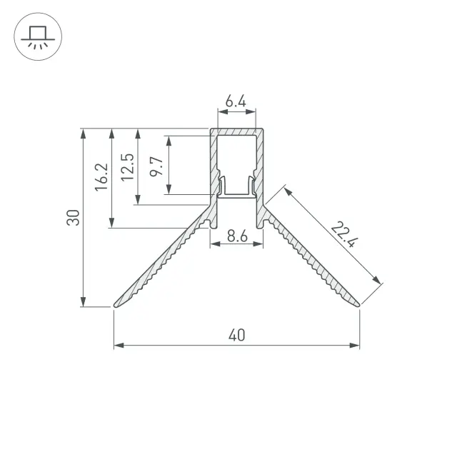 Профиль DECORE-S6-INT-COMFORT-2000 ANOD внутренний, ракурс 3
