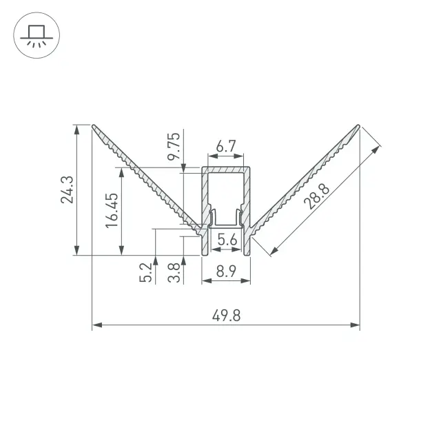 Профиль DECORE-S6-EXT-COMFORT-2000 ANOD внешний, ракурс 3