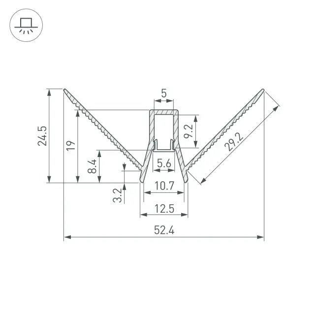 Профиль DECORE-S6-EXT-V-COMFORT-2000 ANOD внешний, ракурс 3