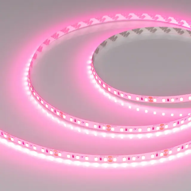 Светодиодная лента RT-A120-8mm 24V Pink (9.6 W/m, IP20, 2835, 5m)