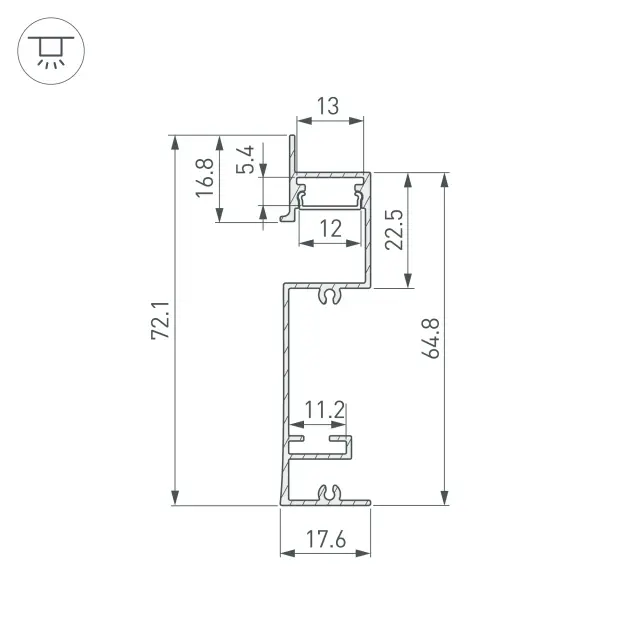 Профиль PLINTUS-H73-F-2000 WHITE, ракурс 4