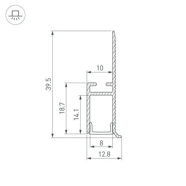 Профиль WALL-FANTOM-BENT-W10-SIDE-2000 ANOD, ракурс 3