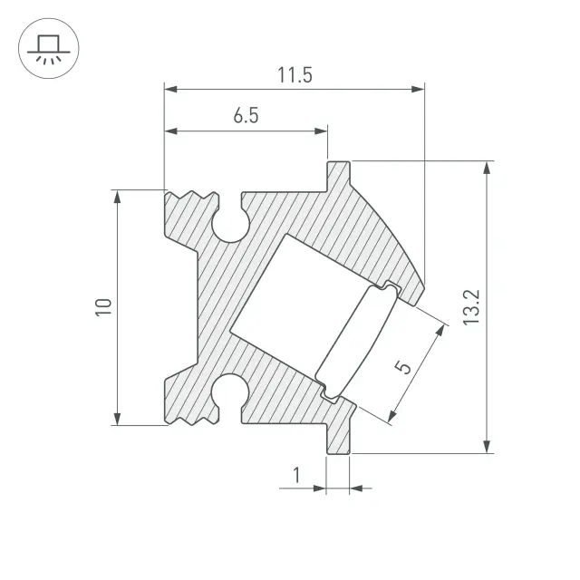 Профиль SL-BEVEL-H12-F13-2000 ANOD BLACK, ракурс 3