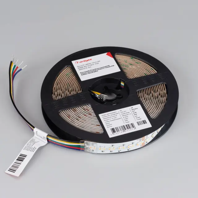 Светодиодная лента RT-AM360-12mm 24V RGBW-MIX (24 W/m, IP20, 2835/2210, 5m), ракурс 3