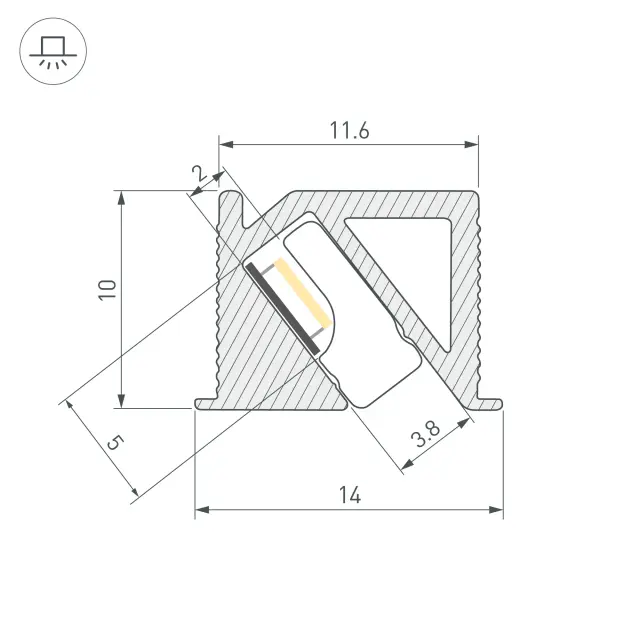 Профиль SL-BEVEL-H10-F14-2000 ANOD BLACK, ракурс 4
