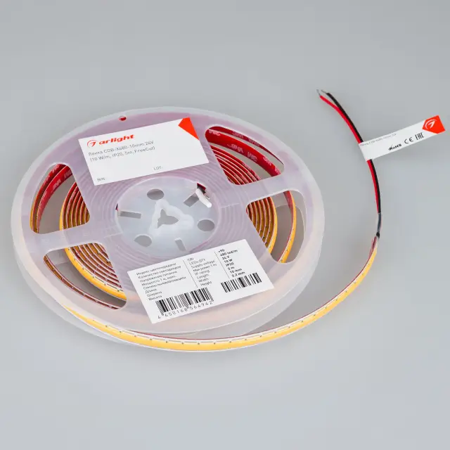 Светодиодная лента COB-X480-10mm 24V Warm3000 (10 W/m, IP20, 5m, FreeCut), ракурс 3