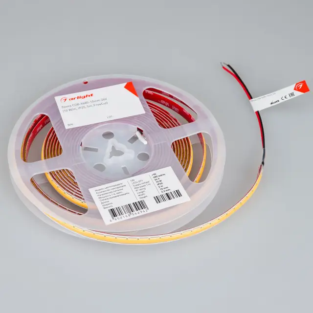 Светодиодная лента COB-X480-10mm 24V Warm2700 (10 W/m, IP20, 5m, FreeCut), ракурс 3