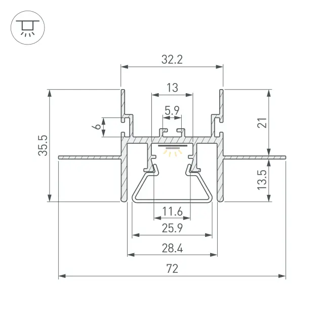 Профиль с экраном STRETCH-CEIL-CENTER-S-2000, ракурс 3