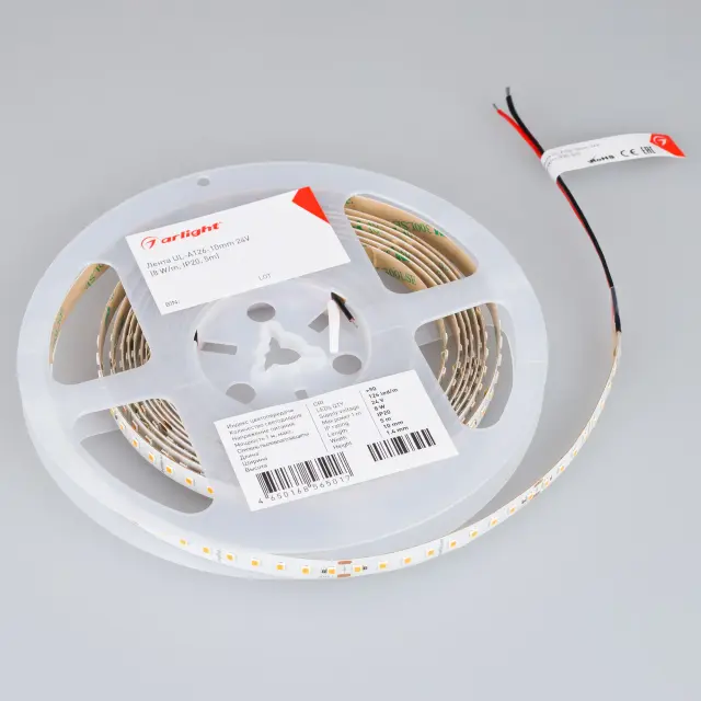 Светодиодная лента UL-A126-10mm 24V Day5000 (8 W/m, IP20, 5m), ракурс 3