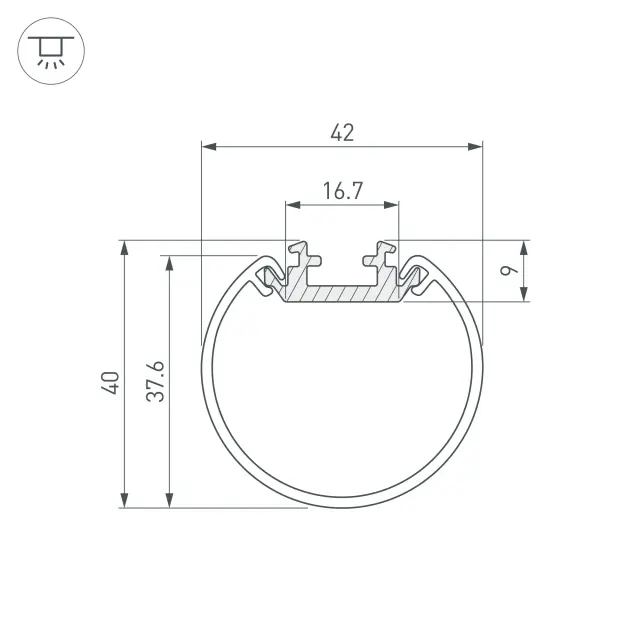 Профиль ROUND-D40-2000 ANOD, ракурс 3