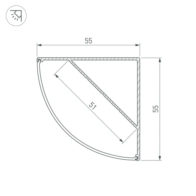 Профиль KANT-H55-2000 ANOD, ракурс 3