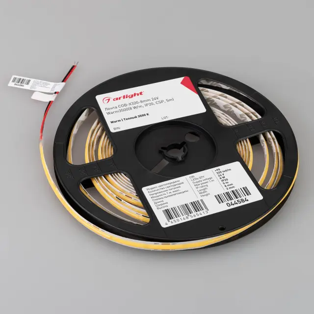 Светодиодная лента COB-X320-8mm 24V Warm3500 (8 W/m, IP20, 5m), ракурс 3