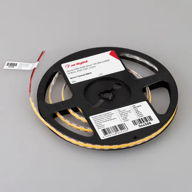 Светодиодная лента COB-X400-8mm 12V Warm3500 (9 W/m, IP20, CSP, 2.5m), ракурс 2