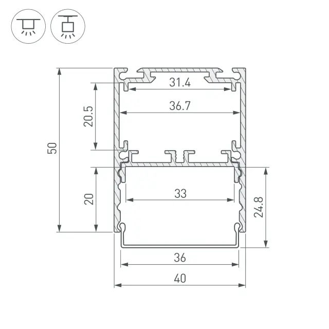 Профиль SL-LINE-4050-3L-2000 ANOD, ракурс 2