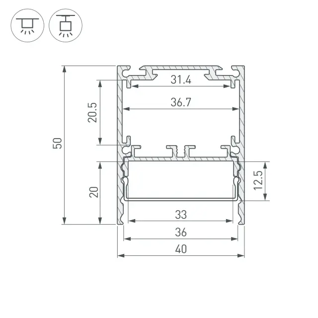 Профиль SL-LINE-4050-3L-2000 ANOD BLACK, ракурс 4