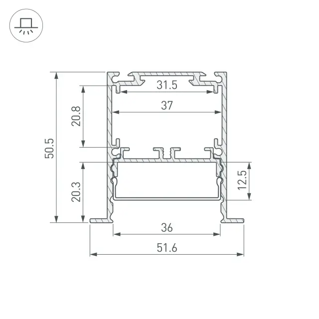 Профиль SL-LINIA52-3L-F-2000 ANOD BLACK, ракурс 2
