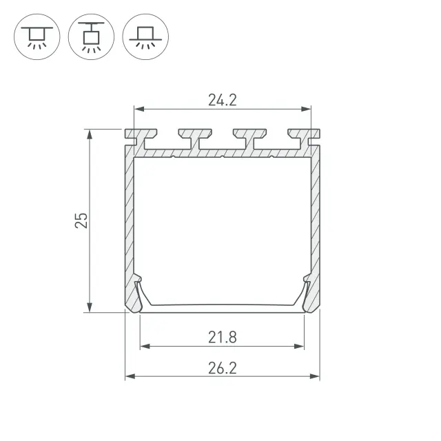 Профиль PLS-LOCK-H25-3000 ANOD, ракурс 3