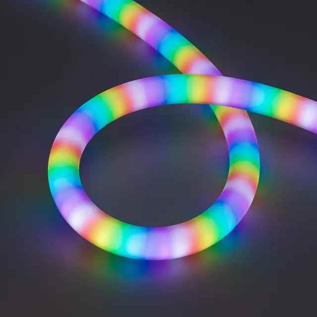 Гибкий неон SPI MOONLIGHT-BLACK-SIDE-G180-D25mm 12V RGB-PX2 (21.6 W/m, IP65, 5m, wire x1)